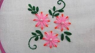 Lazy Daisy Flower Stitch Hand Embroidery by Crafts amp Embroidery [upl. by Cordier]