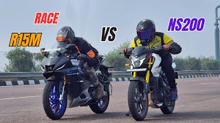 New Bajaj pulsar NS00 vs Yamaha R15M Carbon Fiber Drag Race [upl. by Lavotsirc]