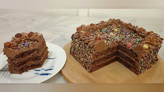 GÂTEAU DANNIVERSAIRE AU CHOCOLAT 🎂🍫 FACILE ET PAS CHER AVEC DES COUCHES DE CHOCOLAT TRÈS GÉNÉREUSES [upl. by Plumbo497]