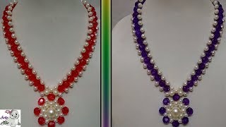 80 How to Make Pearl Beaded Necklace  Diy  Jewellery Making [upl. by Joshi86]