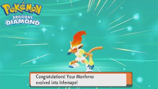 Pokémon Brilliant Diamond  Explorer Route 214 For Battle amp Monferno Evolve Infernape [upl. by Notniuqal]