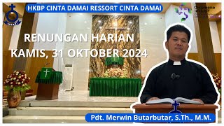 RENUNGAN HARIAN Kamis 31 Oktober 2024  1 Yohannes 2  29  Pdt Merwin Butarbutar STh MM [upl. by Ativad99]