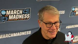 Geno Auriemma UConn womens basketball postgame locker room NCAA Tournament Jackson St  323 [upl. by Brenk]