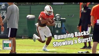 Miami Hurricanes Running Backs amp Fullbacks in Practice Drills [upl. by Aneg]