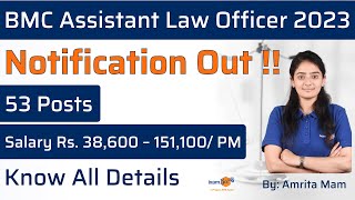 BMC Recruitment 2023  BMC Assistant Law officer Notification Out  Know all the details [upl. by Sivam208]