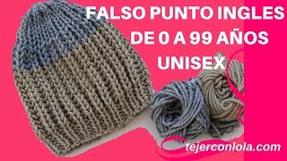 GORRO BÁSICO 🧶 de 0 a 99 años  UNISEX  FALSO PUNTO INGLÉS [upl. by Johiah587]