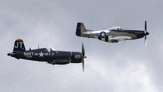 Chance Vought F4U Corsair amp P51D Mustang at Melbourne 2014 [upl. by Kashden]