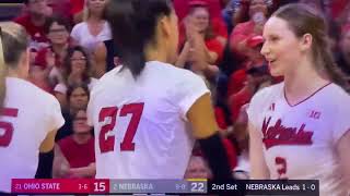 Laney Choboy Amazing Defense and Digs Nebraska Husker Volleyball 92224 vs Ohio St huskers [upl. by Keily]