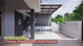 DESAIN RUMAH 9X20 METER 3 KAMAR TERASNYA BIKIN BETAH KUMPUL [upl. by Menis582]