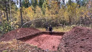 BUILDING a large DUGOUT in the wild FOREST LIVE 3 days in A WARM TENT OFF GRID [upl. by Ubald]