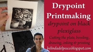 How to make a drypoint print from black plexiglass  Printmaking Tutorial [upl. by Ateerys]