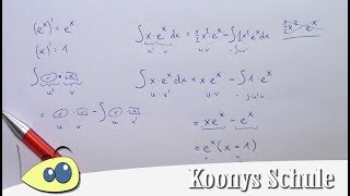 Integral x·ex  partielle Integration Standardaufgabe vorgerechnet Analysis [upl. by Birkner479]