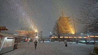 4K・ Snowy Tokyo Asakusa at night・4K HDR [upl. by Azeria389]