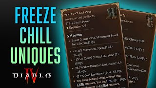 FreezeChill UNIQUE Items Penitent Greaves amp Frostburn  Diablo 4 [upl. by Alywt958]