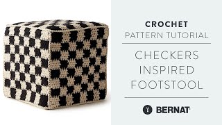 Checkers Inspired Crochet Footstool Tutorial  Easy Pattern [upl. by Brittney]