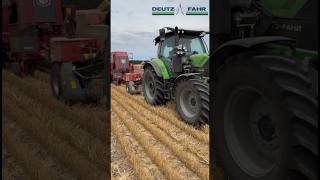 Baling wheat straw with a Deutz Fahr 6140 Tractor [upl. by Freud]