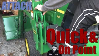 Attach 200CX Front End Loader amp Ballast Box to the John Deere 2305 Compact Tractor Bucket Attaching [upl. by Atirehc57]