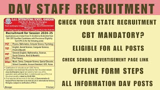 DAV STAFF RecruitmentCBT With PEC Certificate Candidates Apply For DAV School Posts [upl. by Ttirrej147]