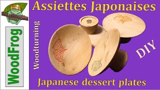 Assiettes à dessert style japonais  Tournage sur bois [upl. by Mab]