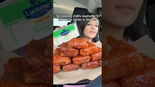 Cooking chili’s nashville hot mozzarella sticks in the car shorts chilis cheese mukbang [upl. by Siaht790]