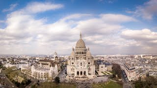 Sacre Coeur Basilica Paris drone 4k [upl. by Elleina895]