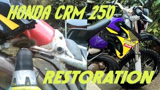 part 3 Honda Crm 250 2 stroke restoration spraying rusty frame and airbox [upl. by Akihsat943]