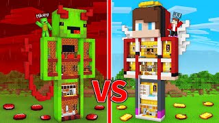 JJs RICH Statue vs Mikeys POOR Statue Survive Battle in Minecraft  Maizen [upl. by Nosrettap]