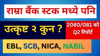 Best Bank Share to Buy in Nepal Based on Q2 Report  Stock Comparison Of EBL SCB NICA NABIL [upl. by Kyre428]