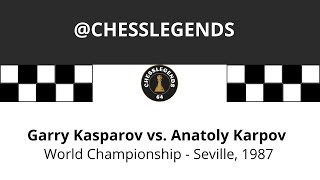 Kasparov vs Karpov World Championship Match Seville Spain 1987 Game 24 chessgame kasparov [upl. by Moira]