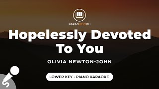 Hopelessly Devoted To You  Olivia NewtonJohn Lower Key  Piano Karaoke [upl. by Salis778]