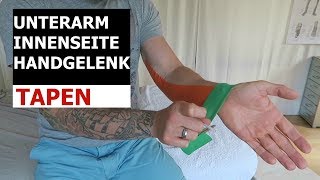 Handgelenk tapen Kinesiology Taping Anleitung für Unterarm  Innenseite und Handgelenk  Taping [upl. by Ycrem]