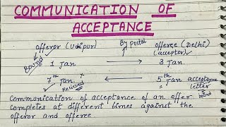 Communication of acceptance  contract act 1872  lawful notes [upl. by Notnroht]