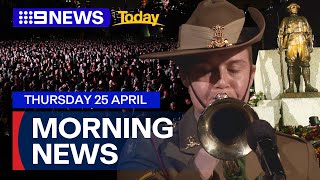 Anzac Day 2024 Thousands gather before dawn  9 News Australia [upl. by Retnuh]