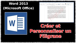 Tuto Créer et personnaliser un filigrane Word 2013 [upl. by Burgener]