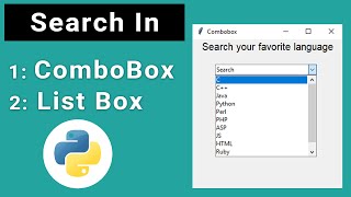 How To Create a Searchable tkinter Combo Box  Tkinter and Python  How To Create ComboBox [upl. by Ocram]