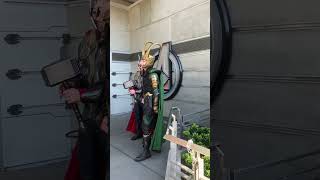 Avengers Campus Loki visits his brother Thor at Avengers HQ  Disney California Adventure 42124 [upl. by Haye107]