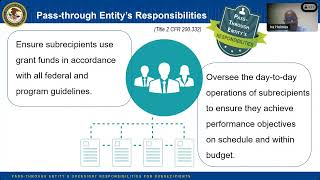 Passthrough Entity’s Oversight Responsibilities for Subrecipients Webinar [upl. by Thomsen]