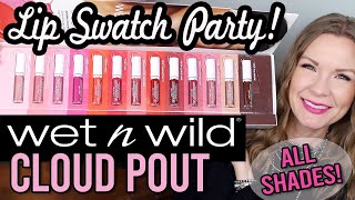 Wet N Wild Cloud Pout  All Shades Lip Swatch Party  LipglossLeslie [upl. by Akemej860]