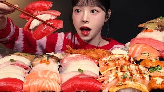 SUB최애 초밥 한판 먹방🍣 연어 참치뱃살 대방어 성게알 간장새우까지 여기 제 세상인가요🫠 Sushi Mukbang Asmr [upl. by Enyledam]