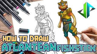 DRAWPEDIA HOW TO DRAW NEW ATLANTEAN FISHSTICK SKIN from FORTNITE  STEP BY STEP DRAWING TUTORIAL [upl. by Fishman457]