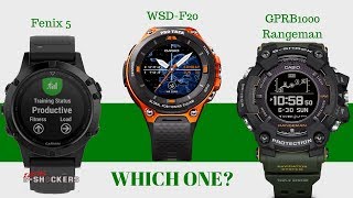 Which One Is The Best Garmin Fenix 5 vs GSHOCK Rangeman vs Pro Trek WSDF20 Comparison [upl. by Barkley719]