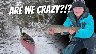 WE BROUGHT A CANOE Ice Fishing for Splake on Thin Ice Northern Maine Ice Fishing [upl. by Mansfield]