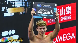 Leon Marchand smashes Ryan Lochtes WORLD RECORD in 200 IM for huge prize in Singapore  NBC Sports [upl. by Jotham435]