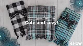 Easy to Make Plaid Flannel and Fringe Scarf Tutorial [upl. by Artinad]