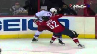 Derek Stepan hits Mike Green  02252011 [upl. by Bondie]