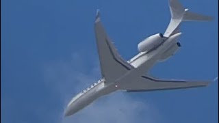 NETJETS BOMBARDIER GLOBAL 7500 APPROACHING CHICAGO MIDWAY AIRPORT 𝚂𝚃𝙰𝙱𝙸𝙻𝙸𝚉𝙴𝙳 [upl. by Angrist]