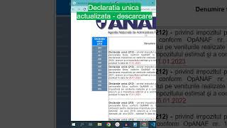 DECLARATIA UNICA actualizata  descarcare shorts anaf [upl. by Sturdivant]