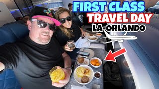 Travel Day to Orlando Florida Our Flight in First Class with Full Meal Service WDW Trip Day 1 [upl. by Lacombe]