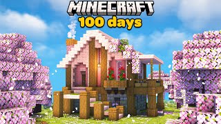 I Spent 100 Days Building a Cherry Blossom House in Minecraft [upl. by Anaig]