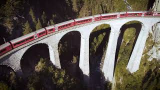 Drone footage of the Landwasser Viaduct Graubünden Switzerland [upl. by Theron]